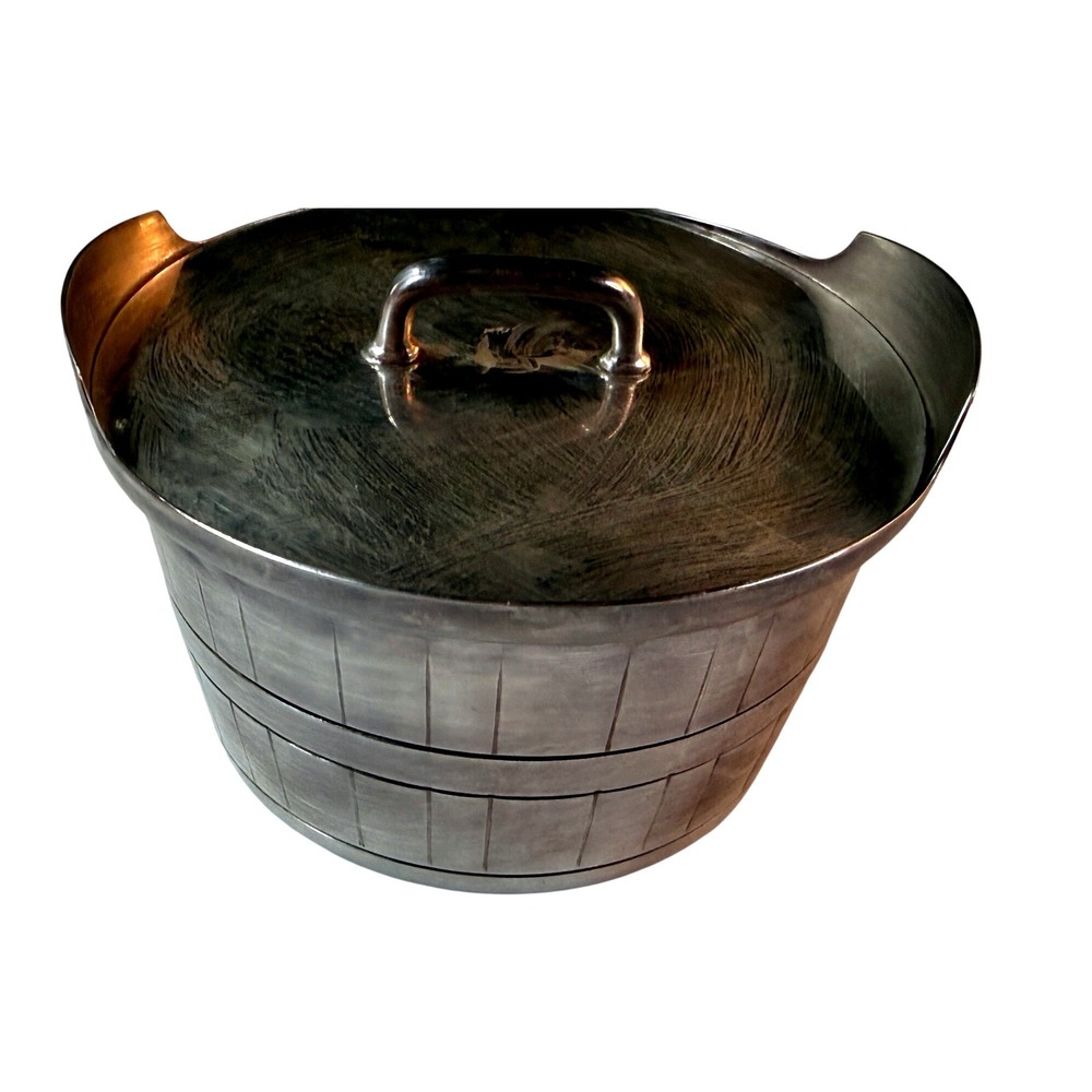 Gorham Ice Bucket Silverplate YC348 Silver MCM‎ Vintage Barrel Style Lid Handle